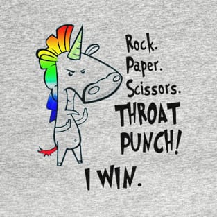 Rock Paper Scissors.Throat Punch! I Win Horse Rainbow T-Shirt